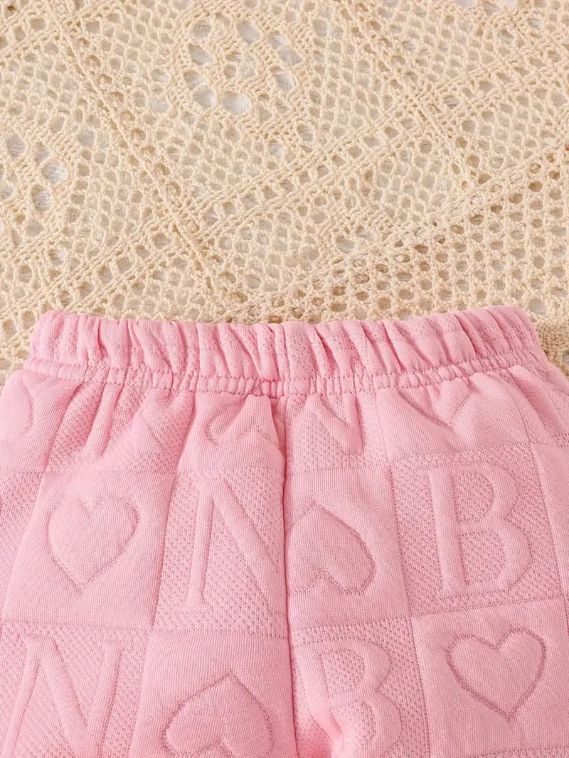 Girl's Cute Letter Design Sweat Suit