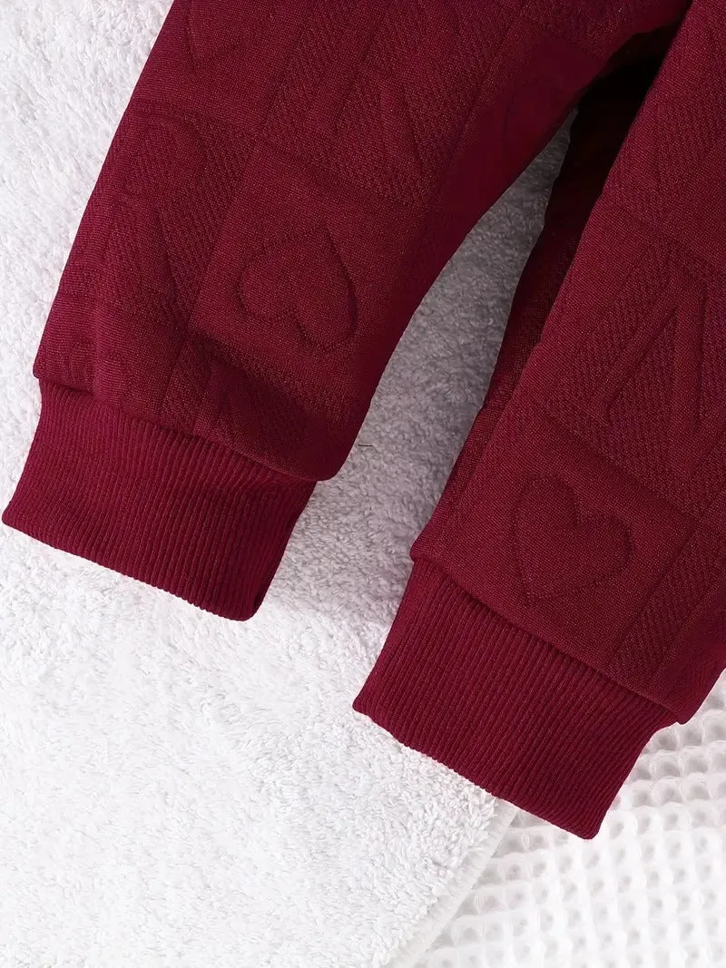 Girl's Cute Letter Design Sweat Suit
