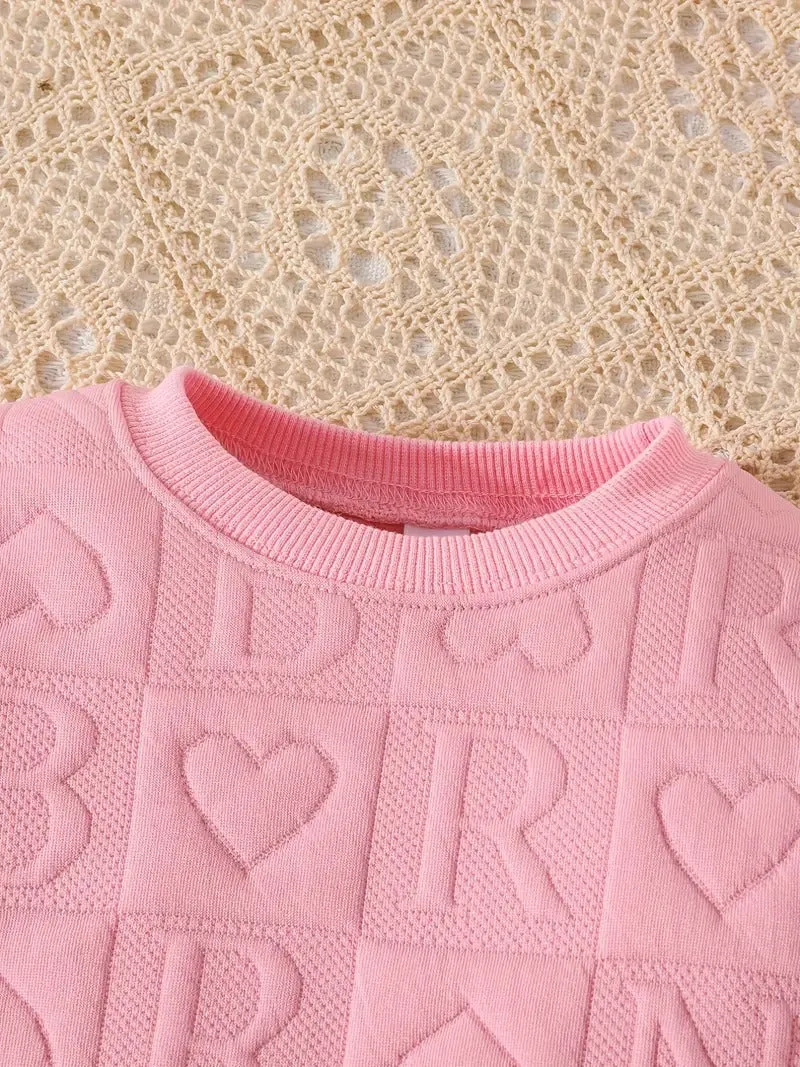 Girl's Cute Letter Design Sweat Suit