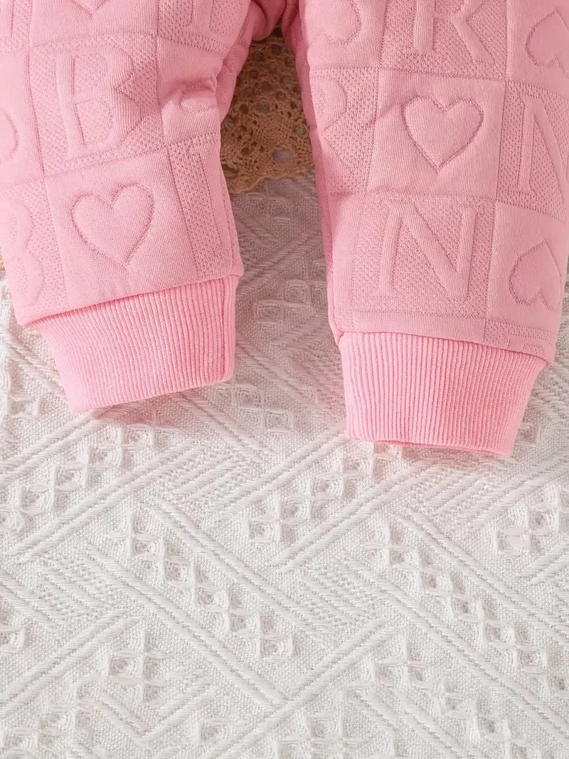 Girl's Cute Letter Design Sweat Suit