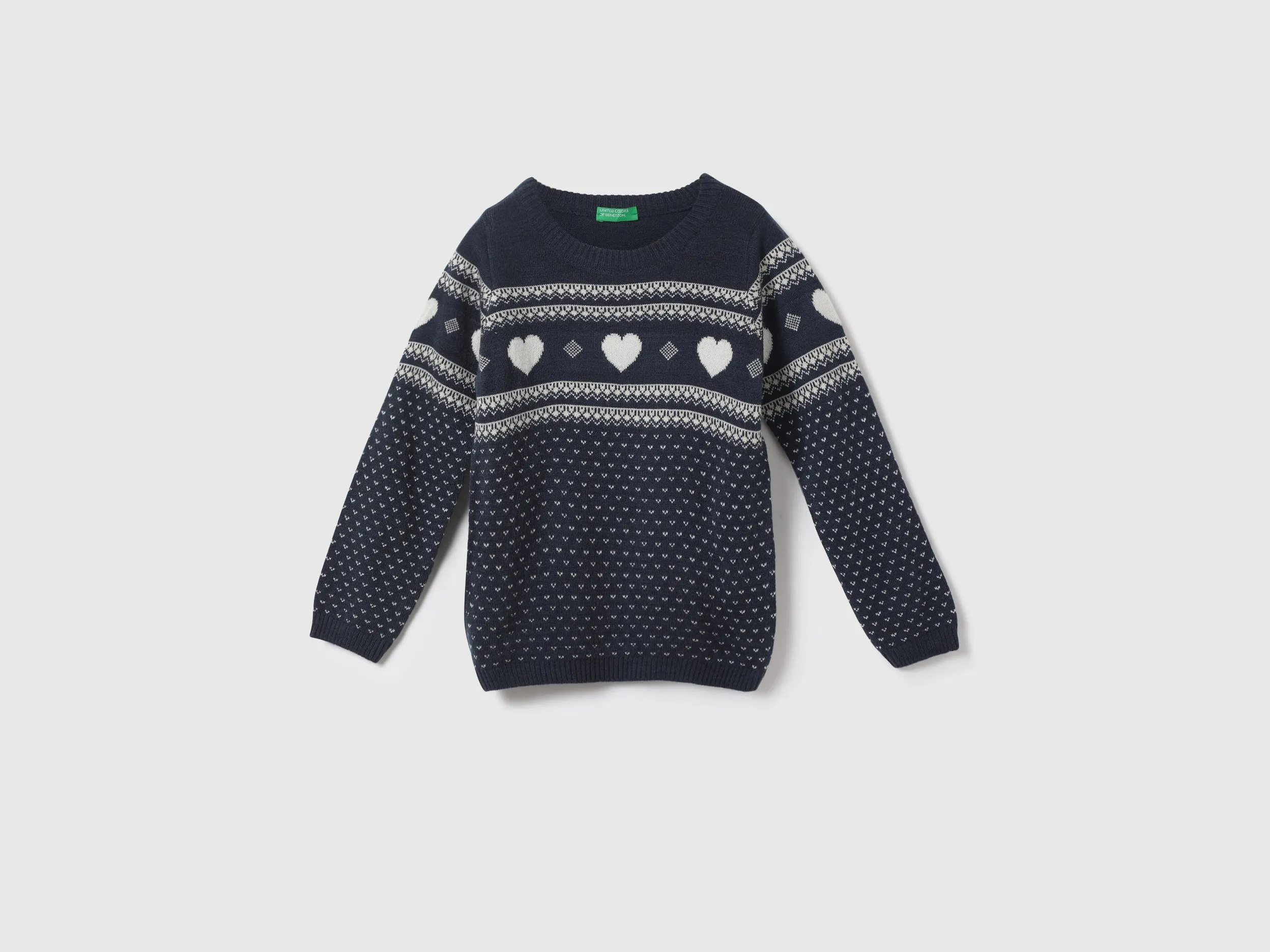 Girls Patterned Round Neck Sweater