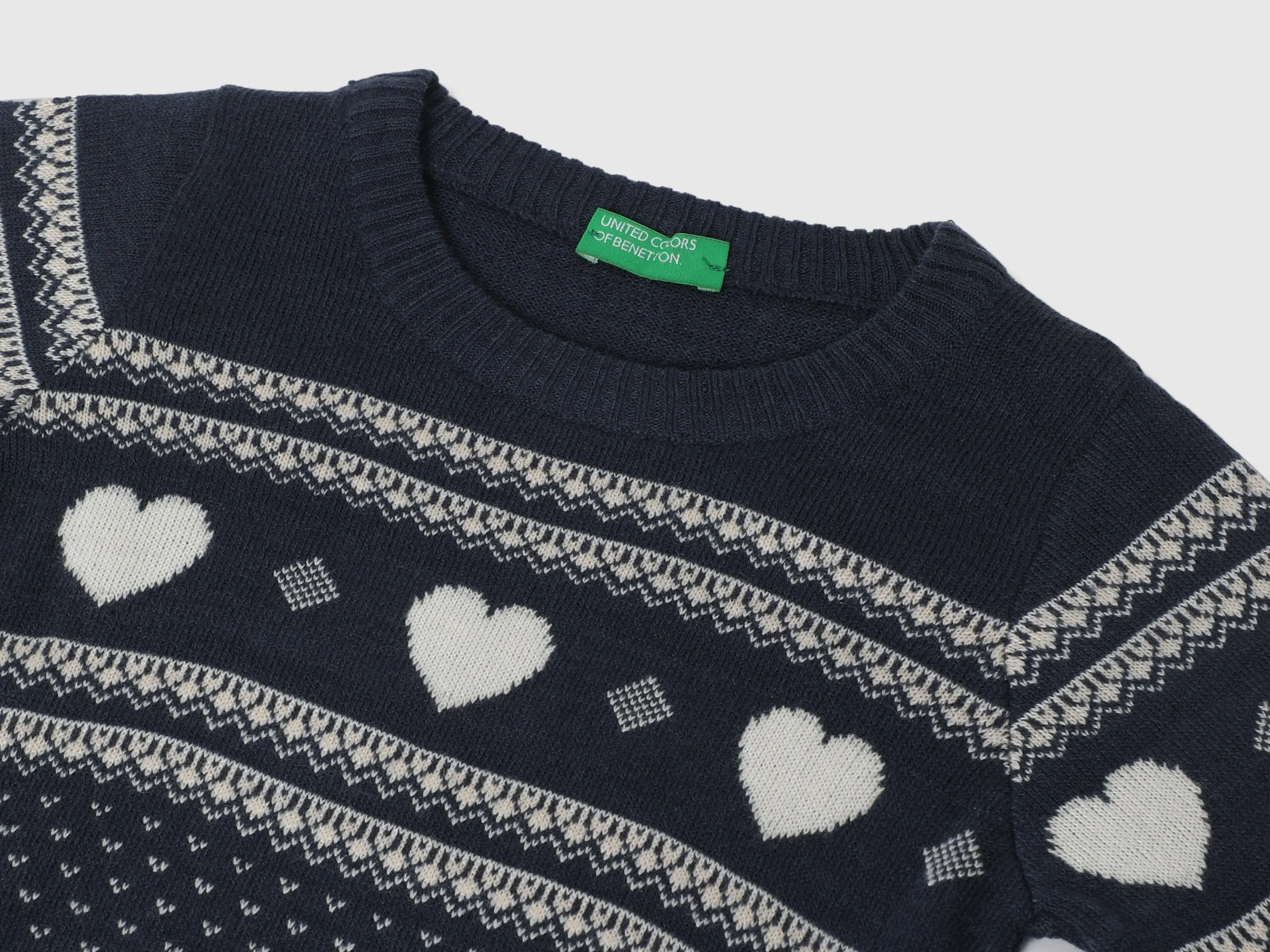 Girls Patterned Round Neck Sweater