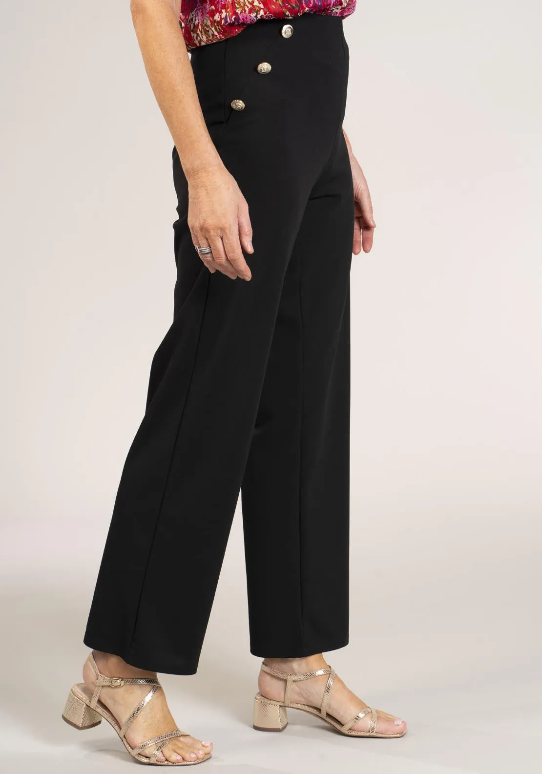 Gold Button Trousers - Black