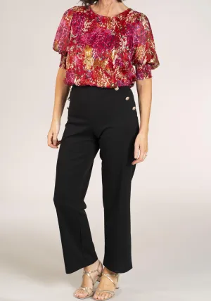 Gold Button Trousers - Black