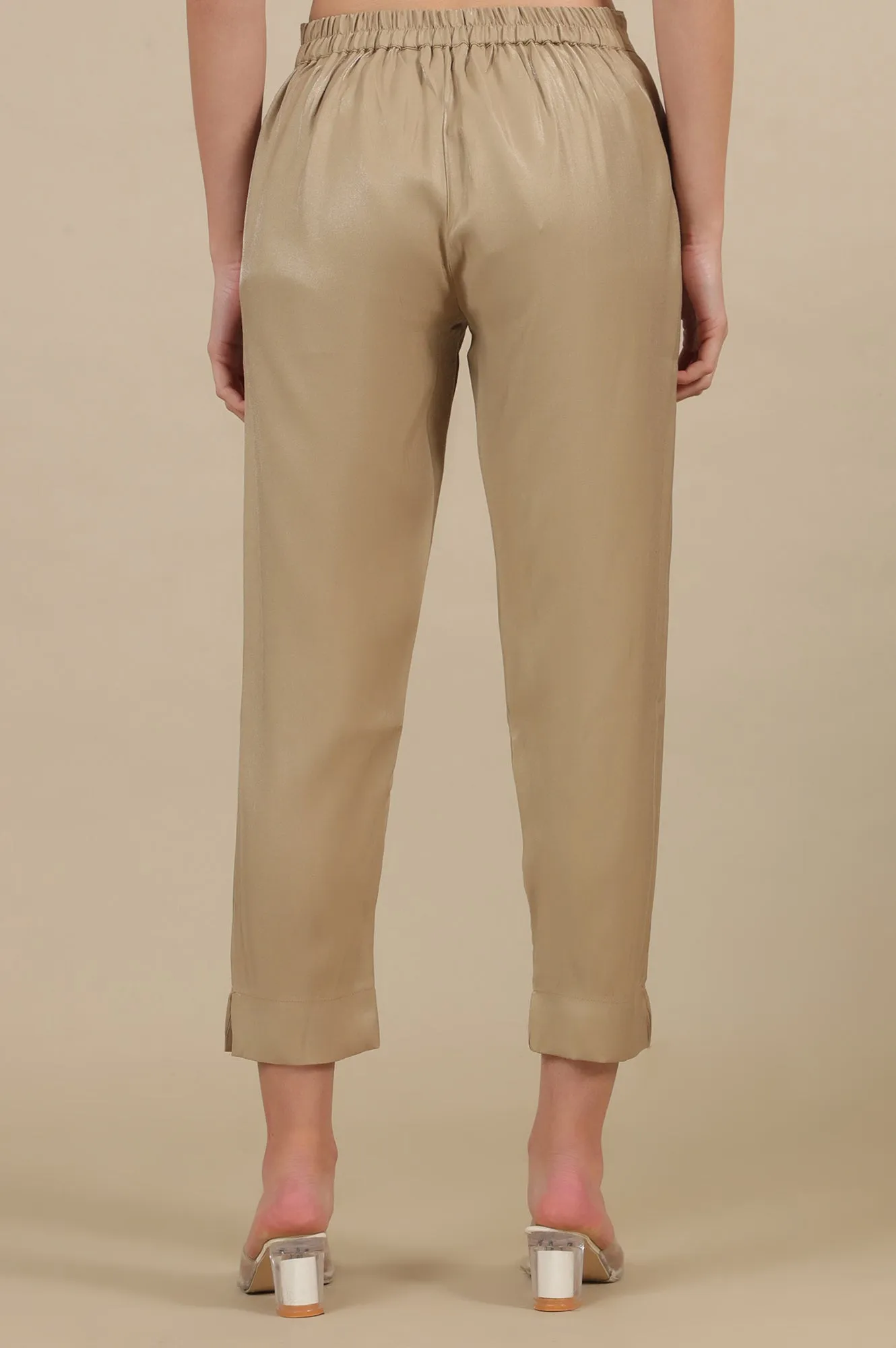 Golden Shiny Straight Trouser Pants