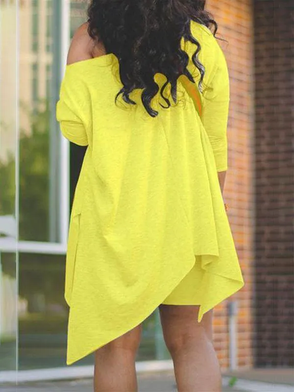 Gorgeousladie Asymmetric Top & Biker Shorts Set