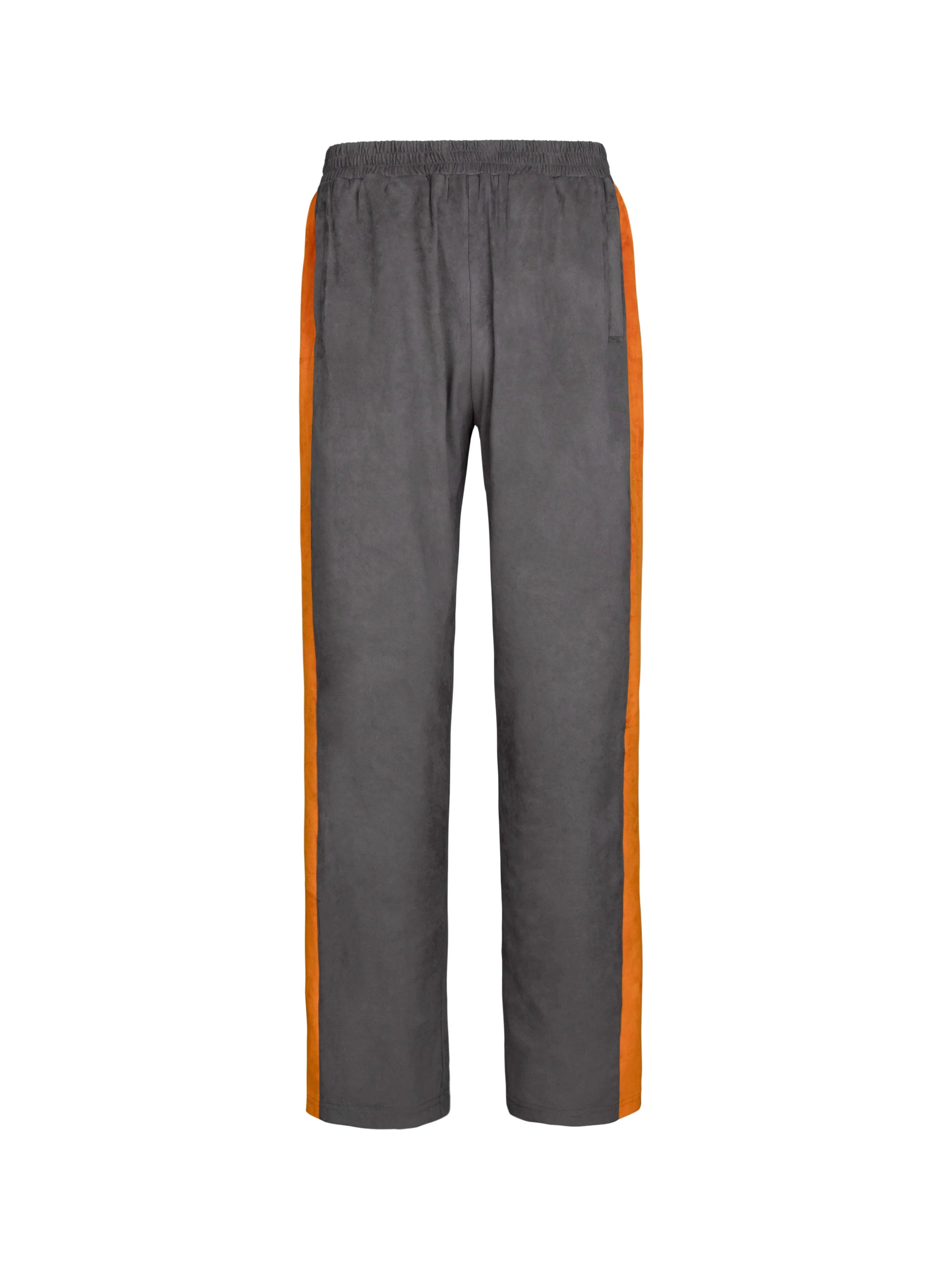 Gray Suede Fabric Orange Stripe Trousers
