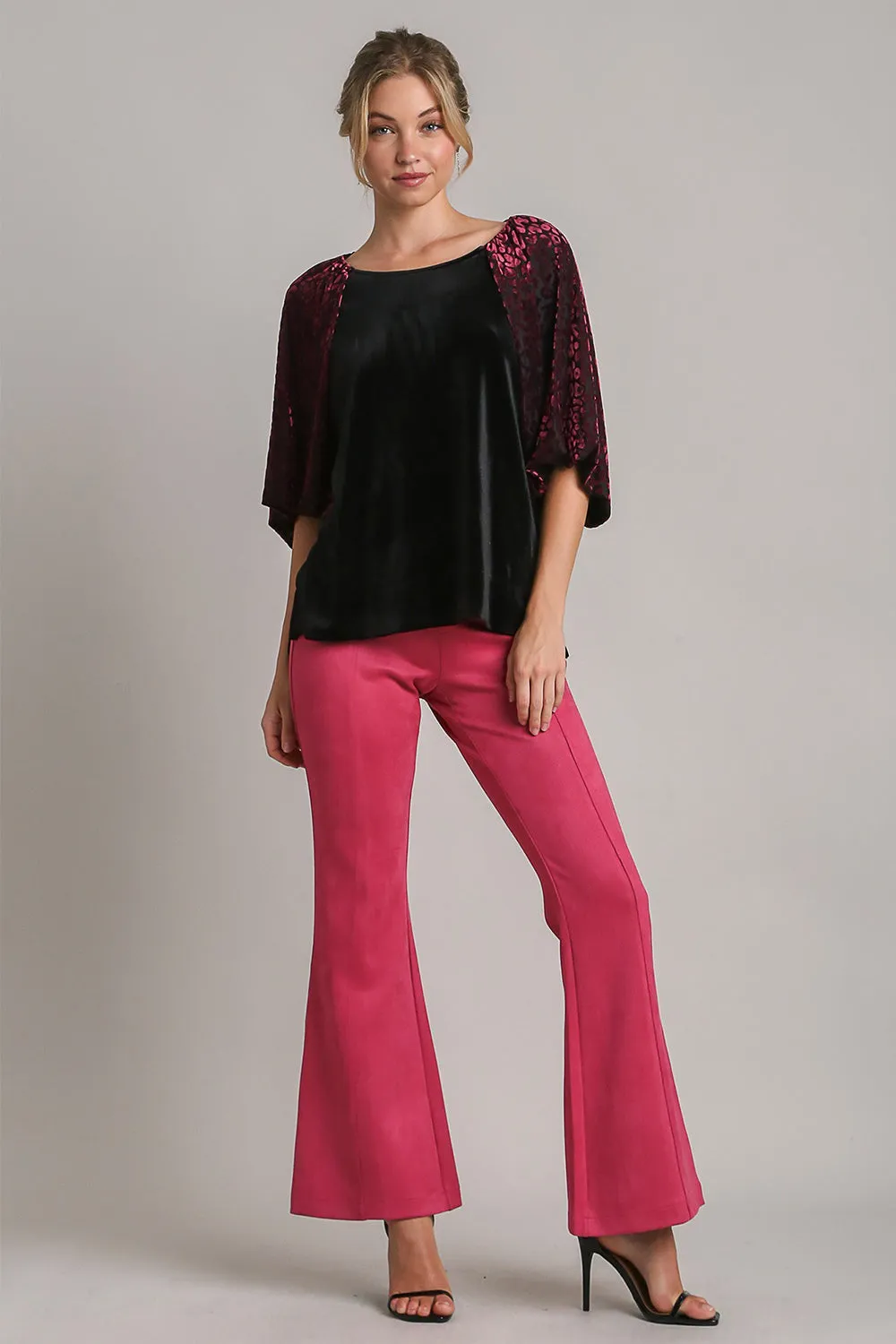 Hazel Blues® |  Umgee Round Neck Leopard Balloon Sleeve Velvet Top