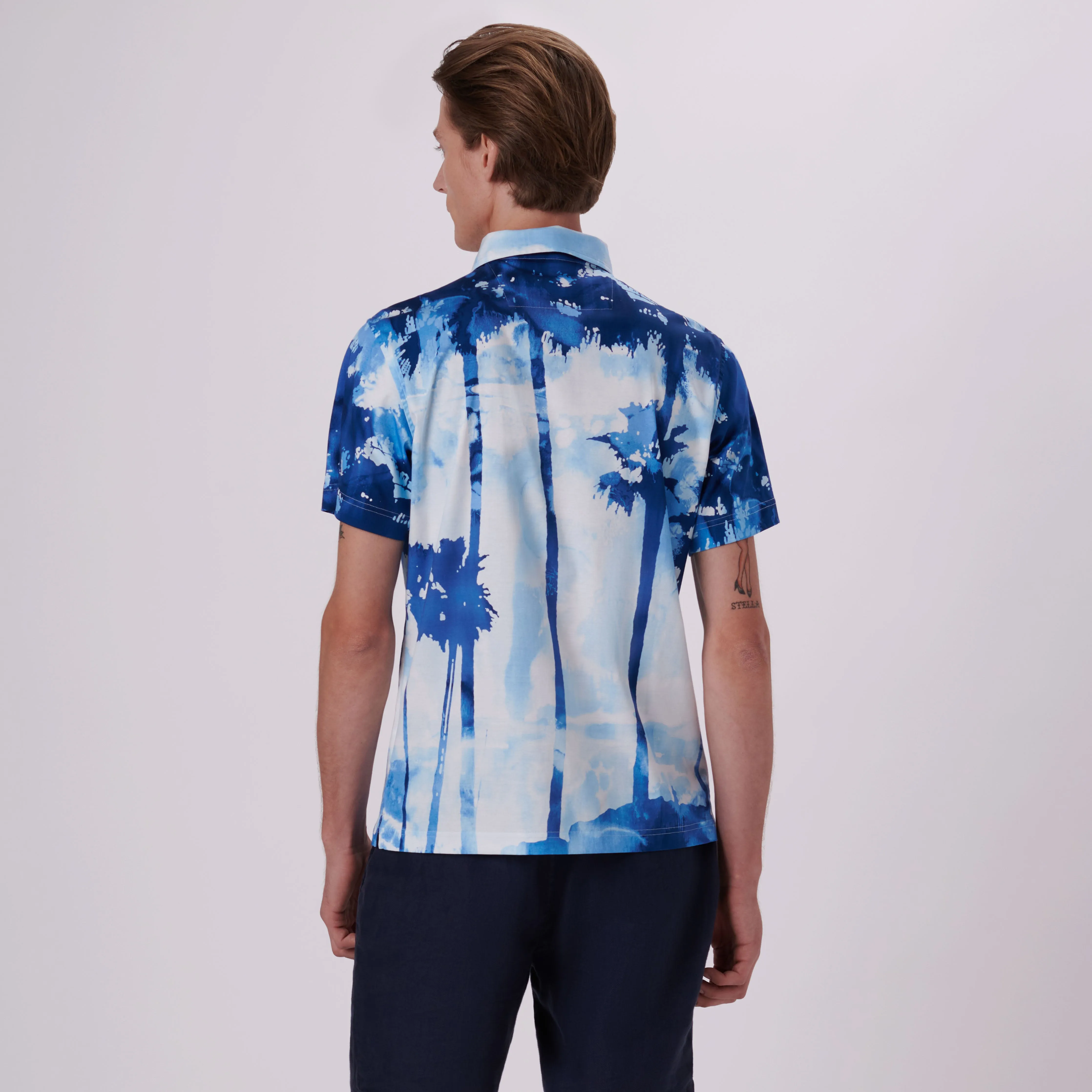 Hendrix Watercolor Tropics Print Polo Shirt
