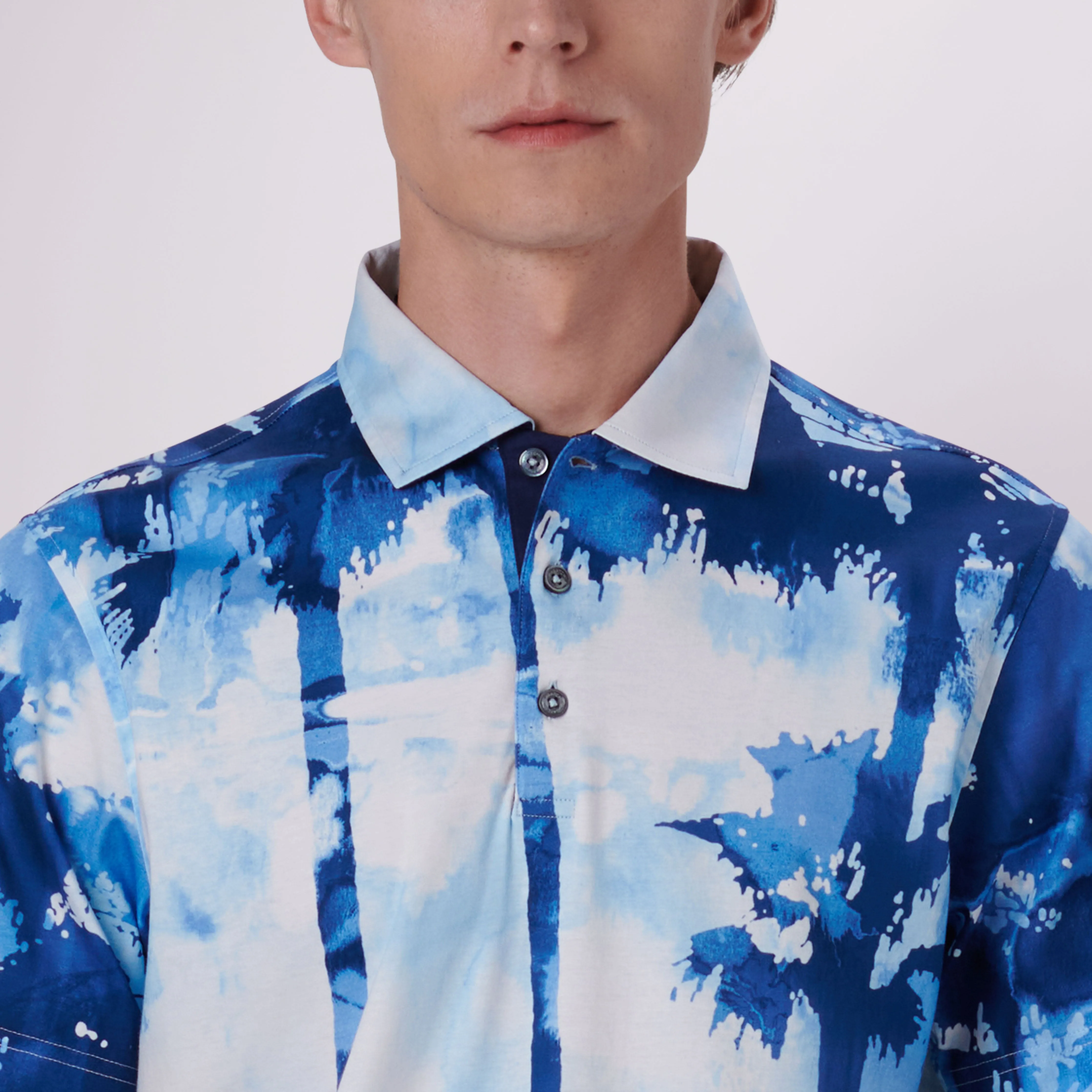 Hendrix Watercolor Tropics Print Polo Shirt