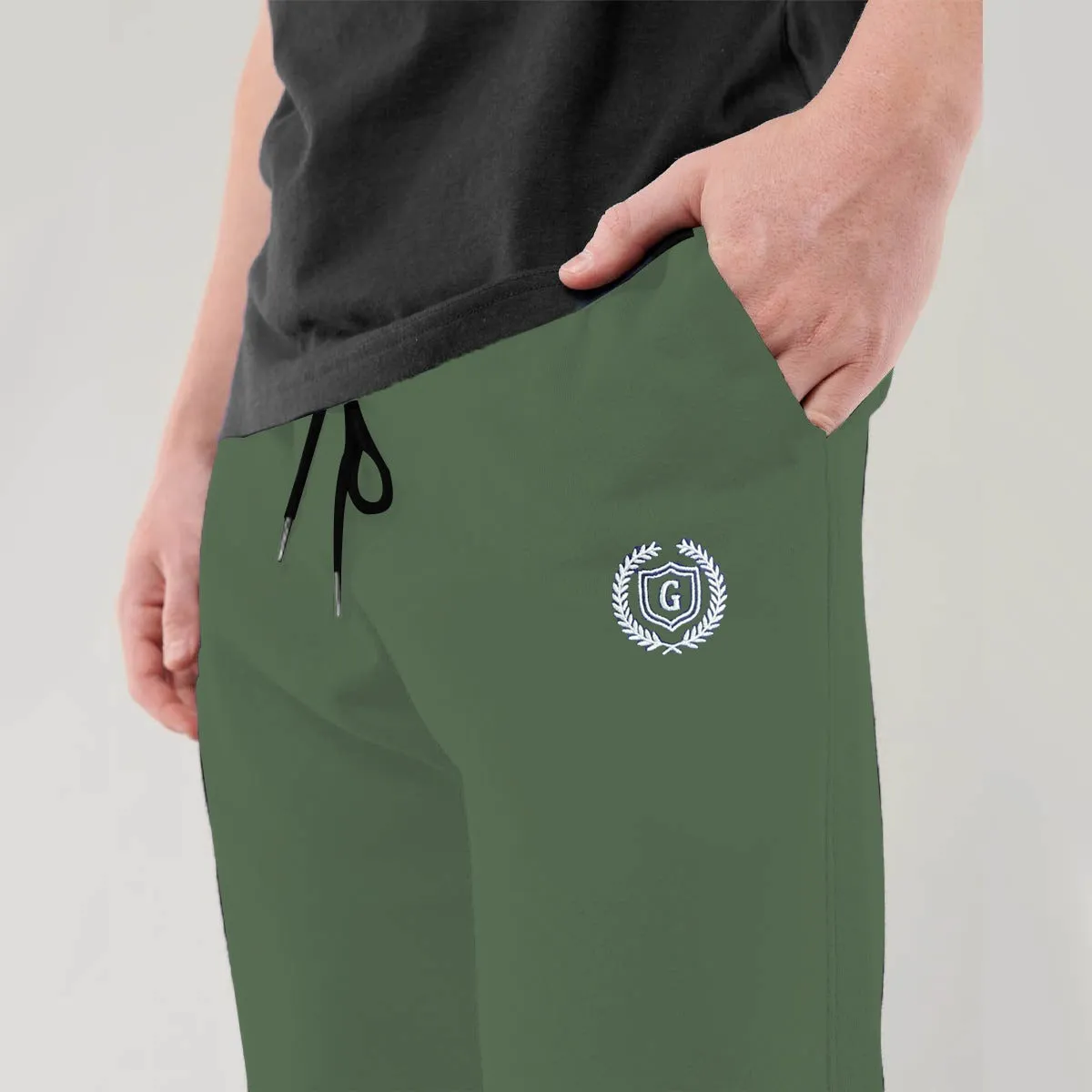 HG COMMANDO GREEN SIGNATURE EMB SOFT COTTON TROUSER