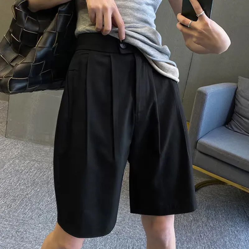 High Waist Loose Straight Office Shorts Pants