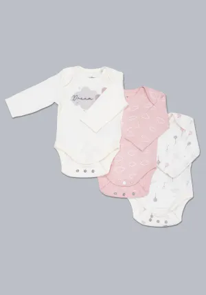 Homegrown 3 Pack of Long Sleeve Vests - Pink