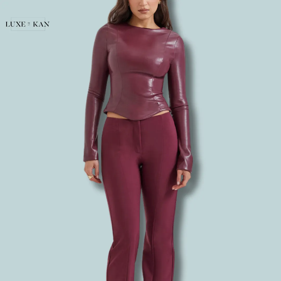 House of CB MYLAH
WINE VEGAN LEATHER TOP