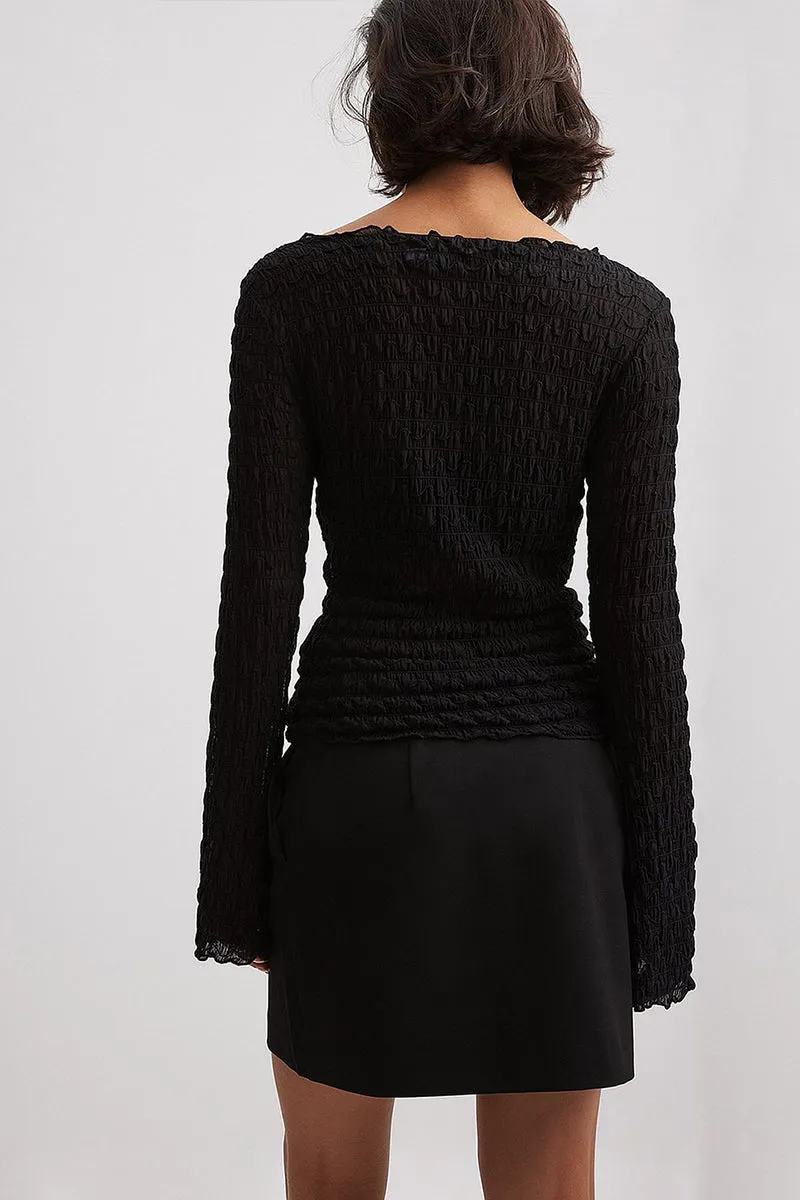 HTR1250 Chic Textured Long Sleeve Top
