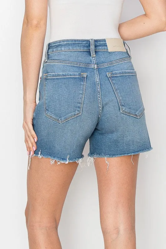HYBRID FABRIC HIGH RISE MIDI SHORTS