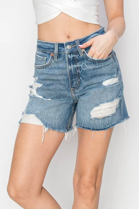 HYBRID FABRIC HIGH RISE MIDI SHORTS