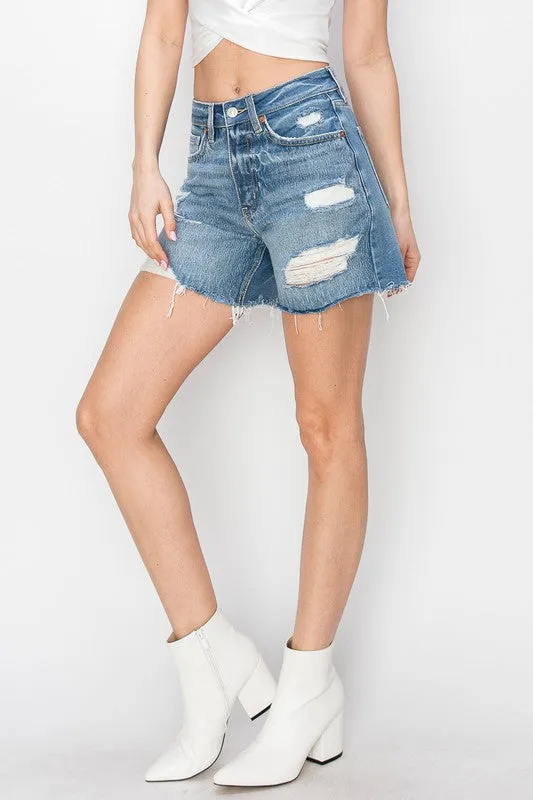 HYBRID FABRIC HIGH RISE MIDI SHORTS