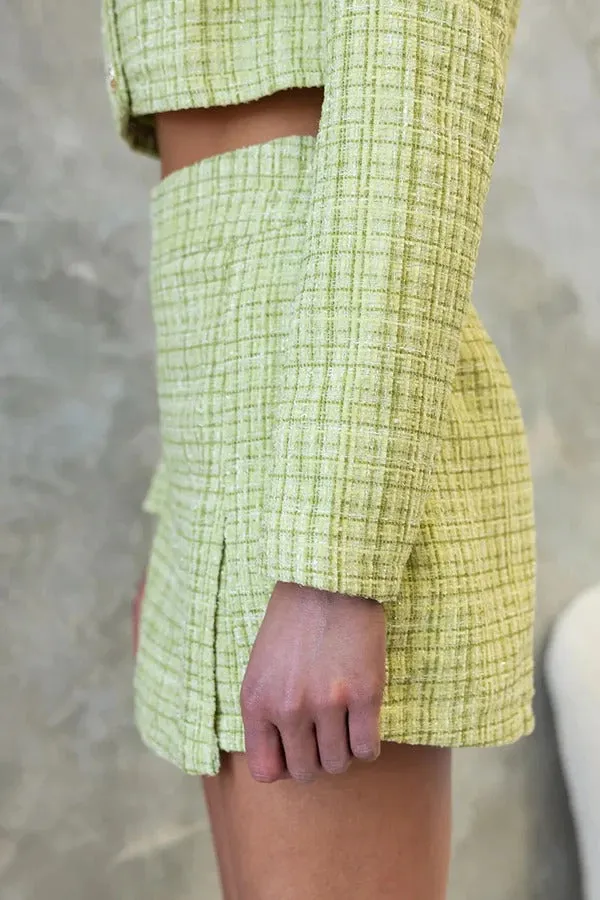 In Your Court Tweed Material High Rise Shorts / Skort