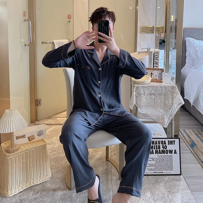 INSTOCK-new cotton pajamas men's long sleeve