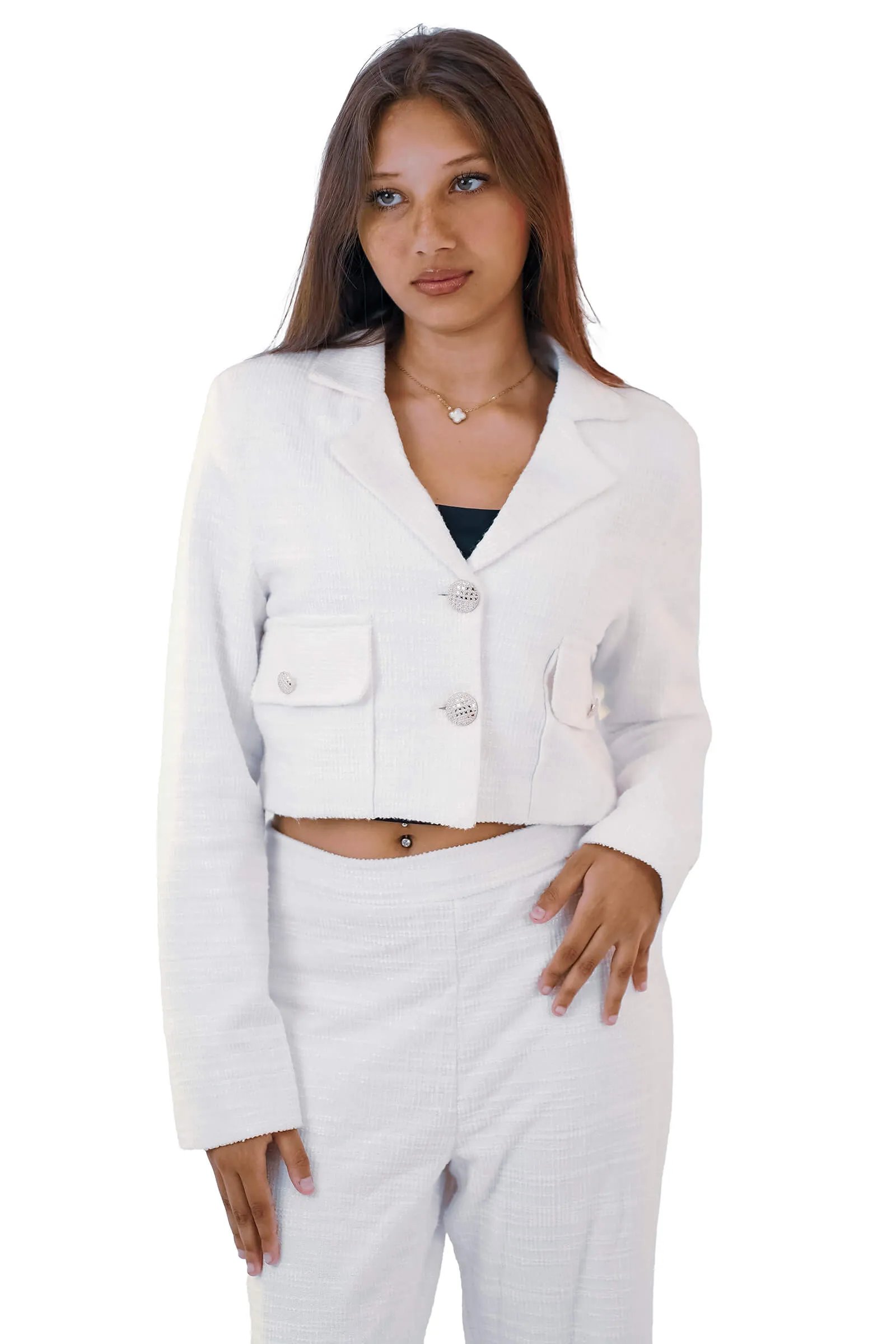 Ivory Elegance Tailored Blazer & Pants Set