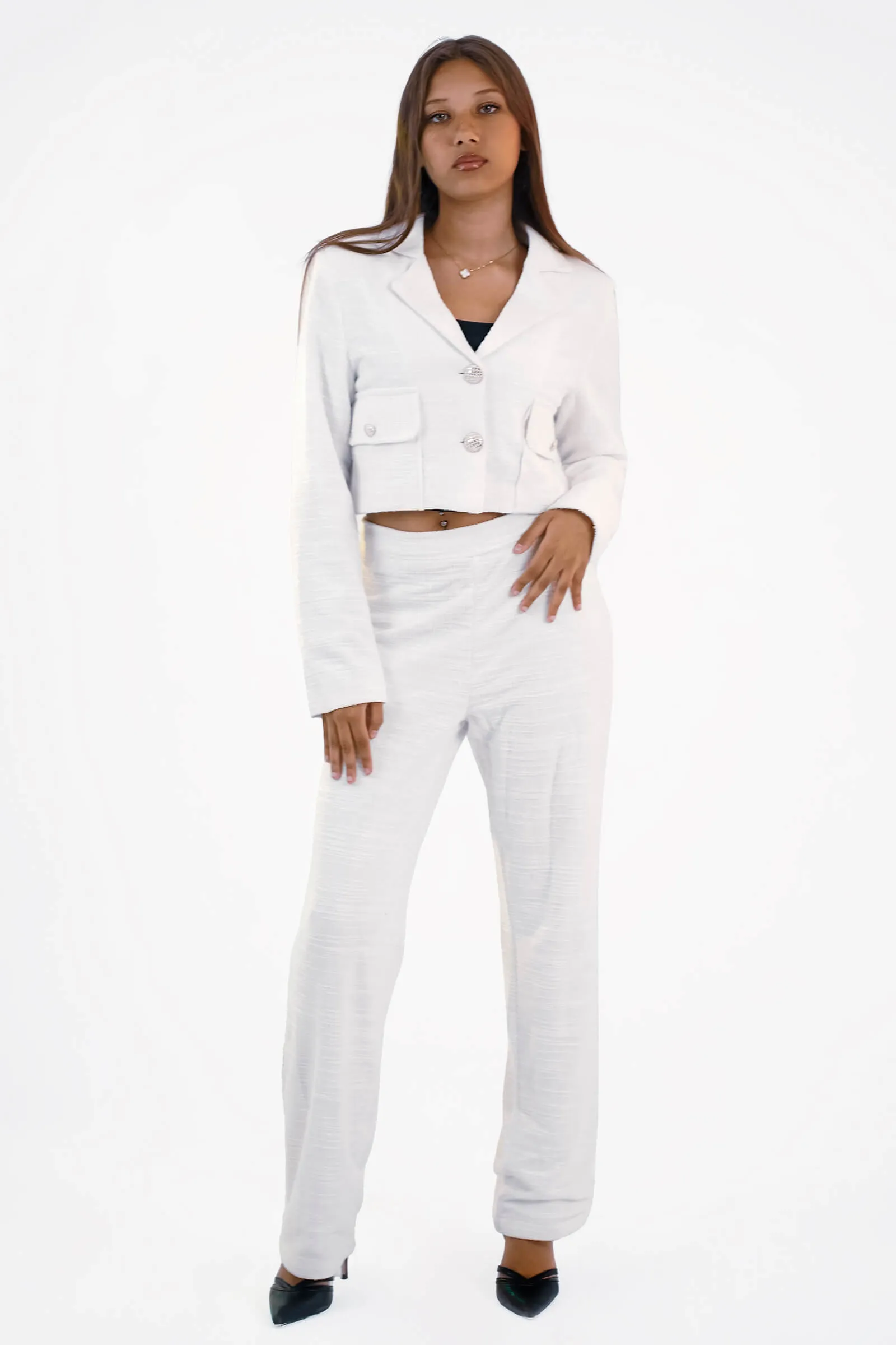 Ivory Elegance Tailored Blazer & Pants Set