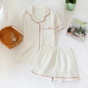 Japanese Cotton Short-Sleeved Sleepwear Set