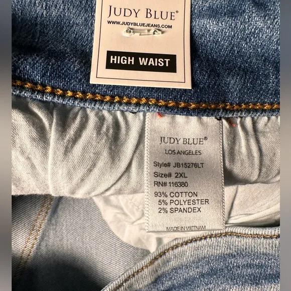 Judy Blue 2XL denim jean shorts hi waist raw hem lite wash JB15276 LT NWT