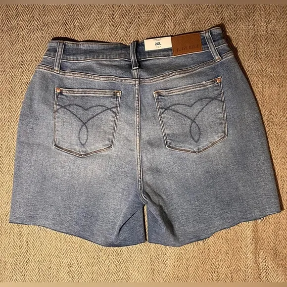 Judy Blue 2XL denim jean shorts hi waist raw hem lite wash JB15276 LT NWT