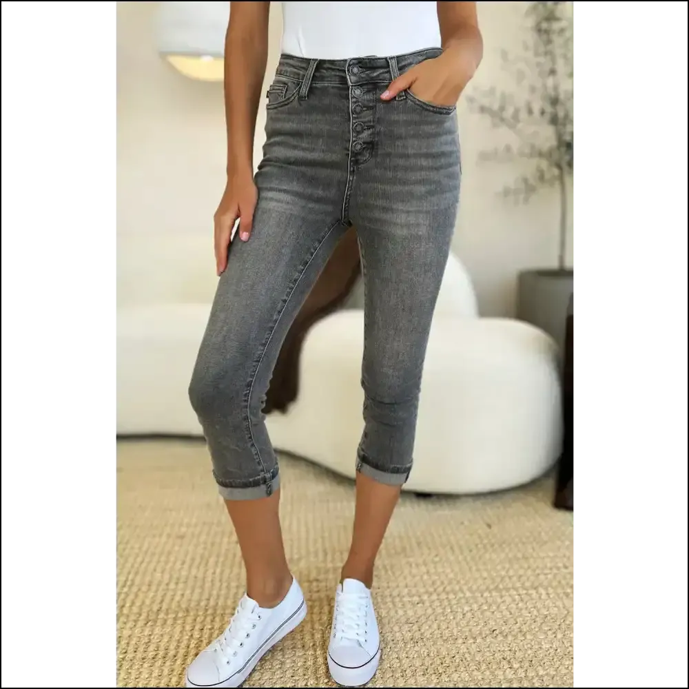 Judy Blue High Waist Button Fly Capris: for when Confidence Gets Cuffed! 😎