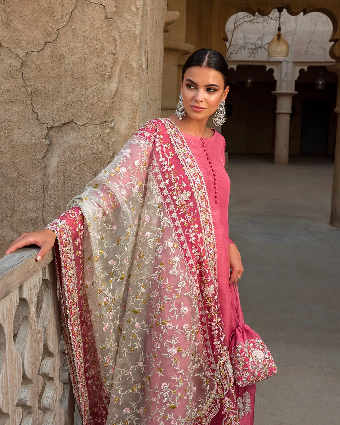 Kameez Trouser Dupatta Pink Pakistani Wedding Dress