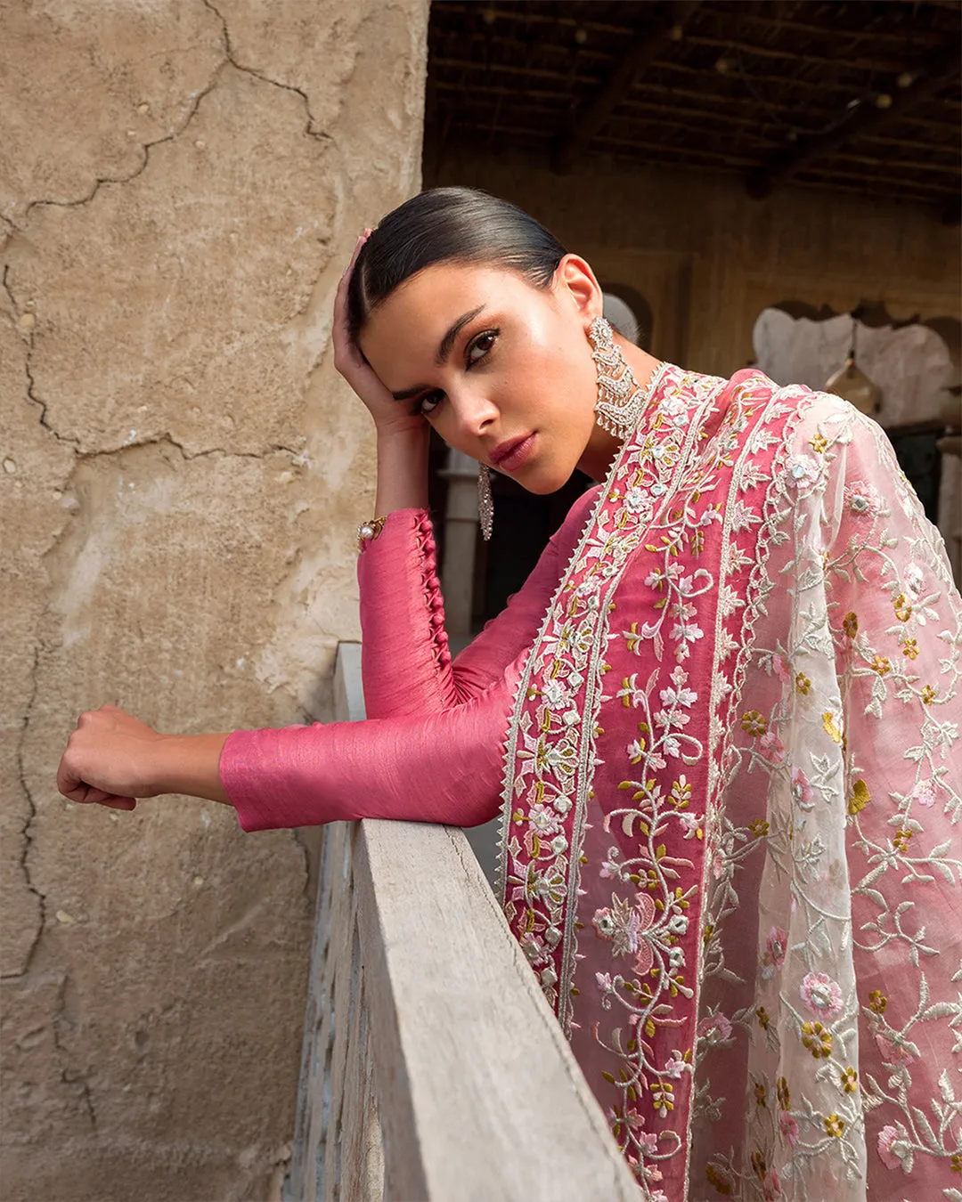 Kameez Trouser Dupatta Pink Pakistani Wedding Dress