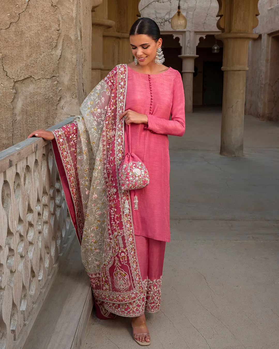 Kameez Trouser Dupatta Pink Pakistani Wedding Dress