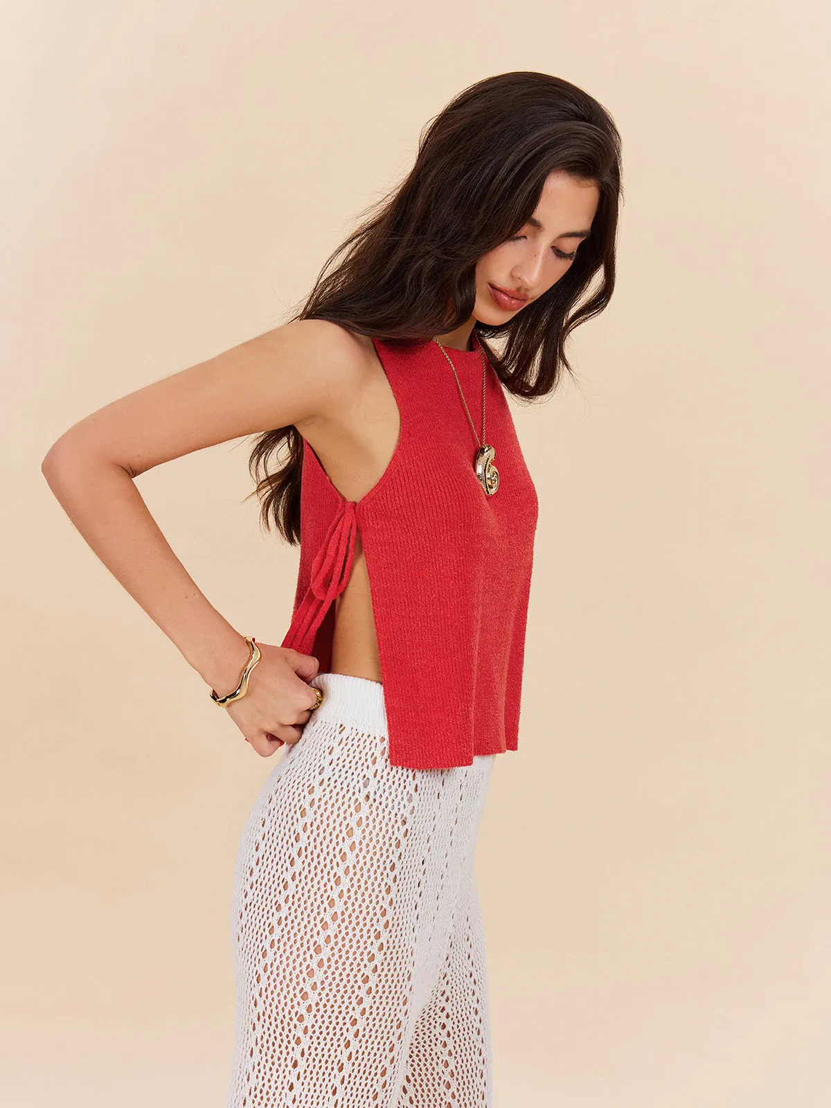 Knit Top With Side Tie Detail