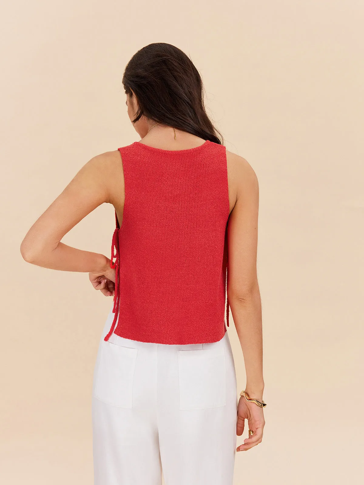 Knit Top With Side Tie Detail