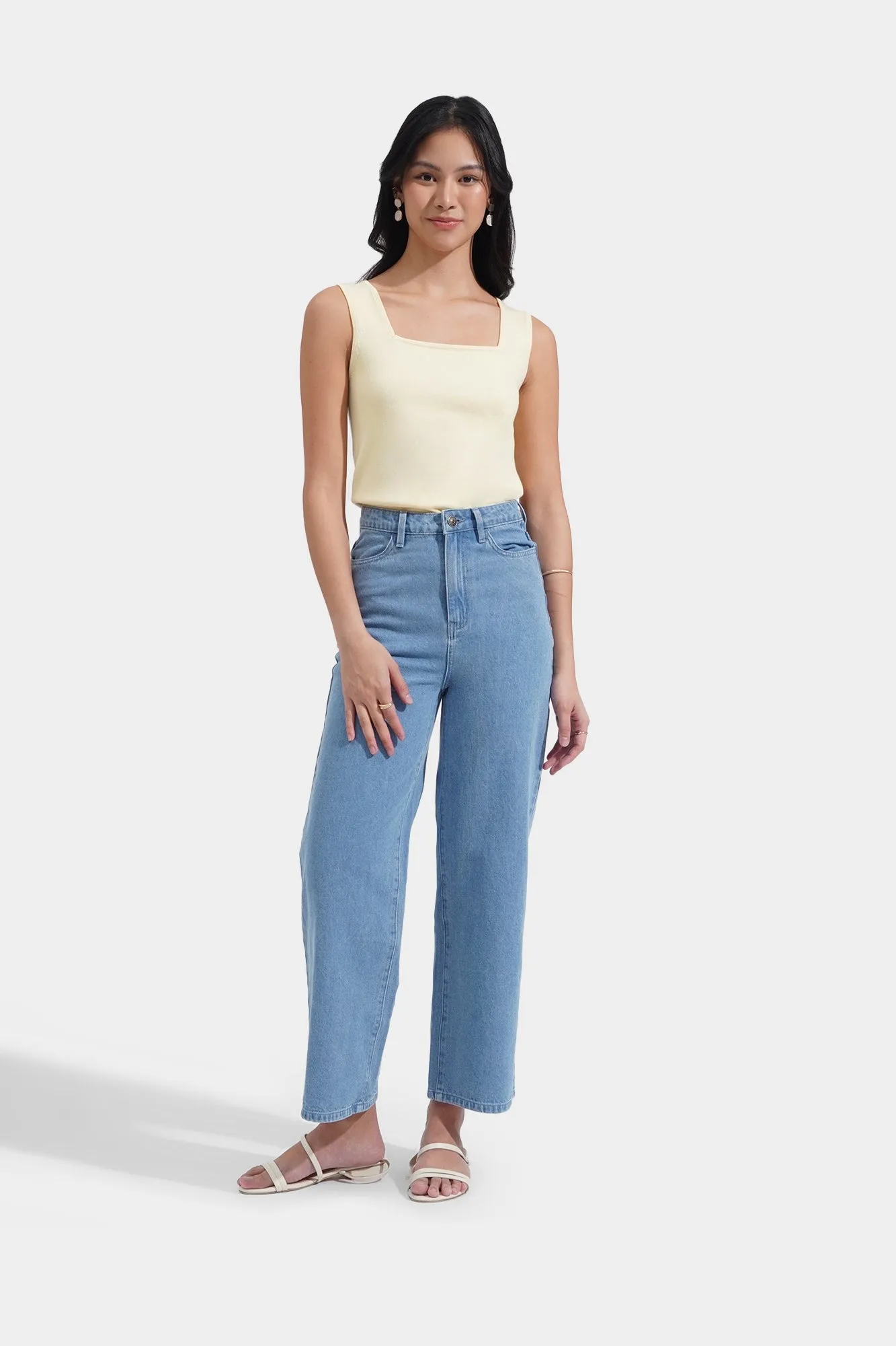 Knitted Square Neck Tank Top