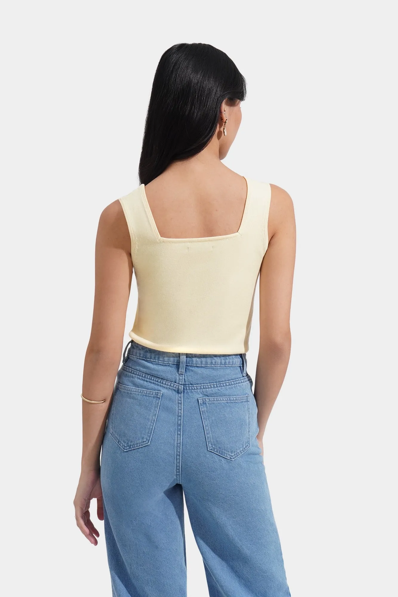 Knitted Square Neck Tank Top