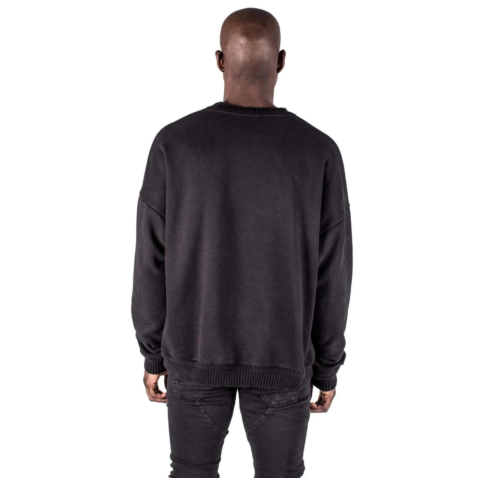 Kollar Contrast Rib Crewneck Black Men CTRCN-BLK