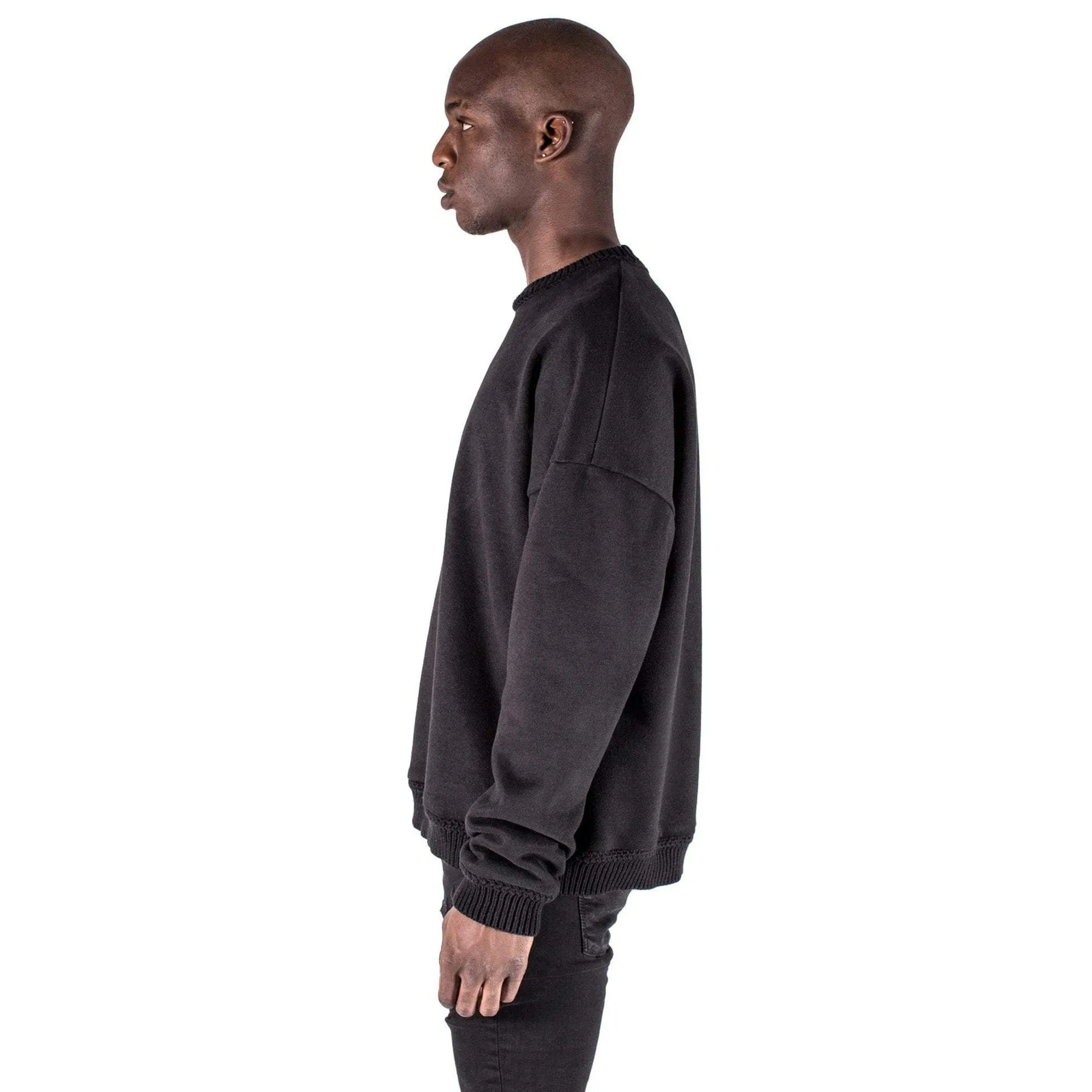 Kollar Contrast Rib Crewneck Black Men CTRCN-BLK