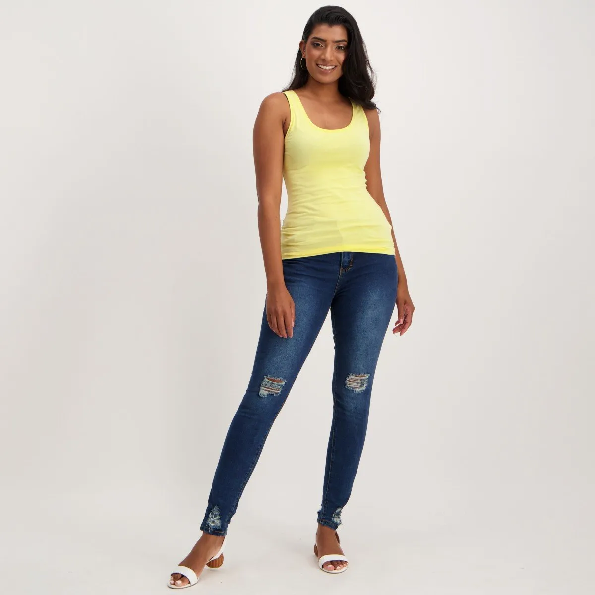 Ladies Cotton Lycra Tank - Yellow