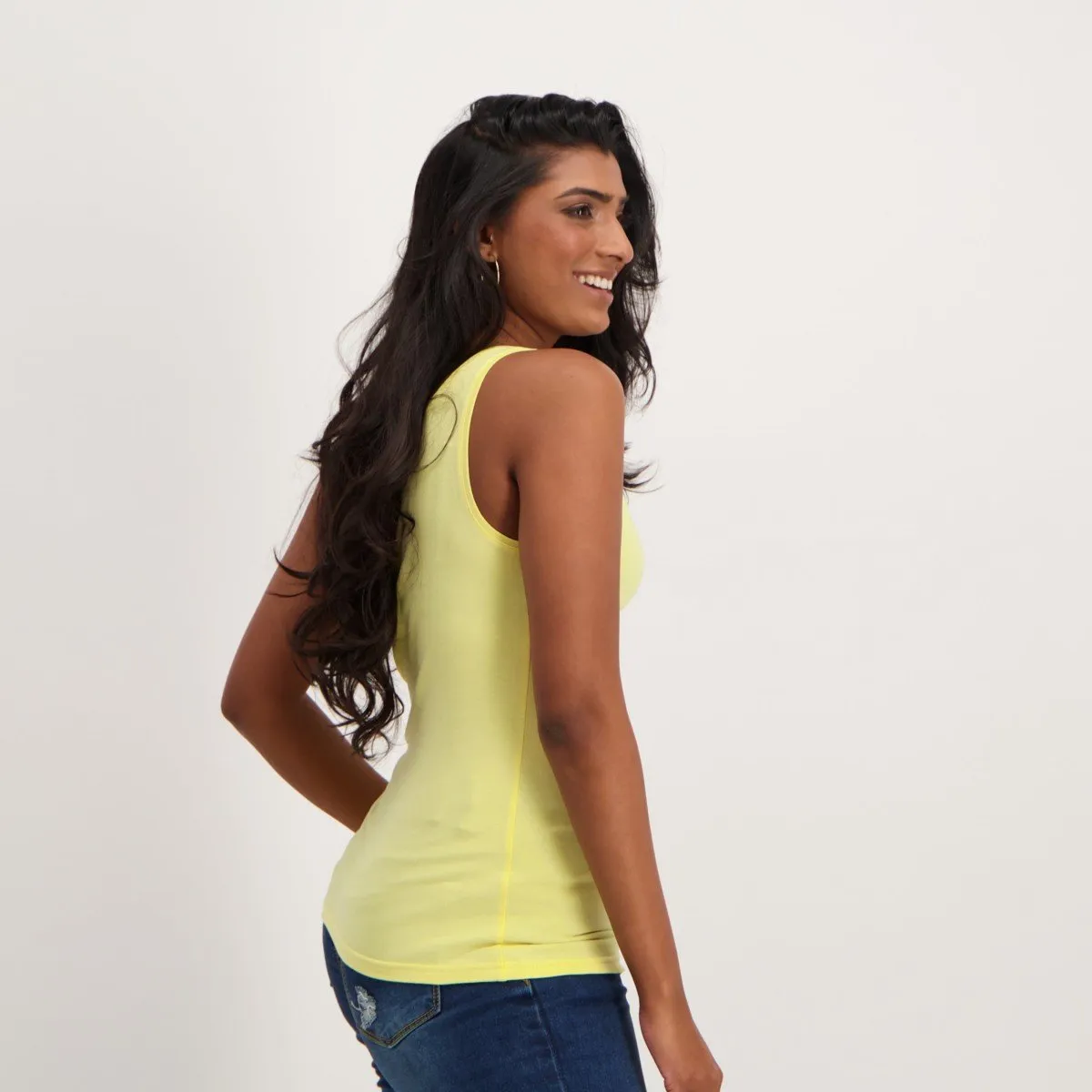 Ladies Cotton Lycra Tank - Yellow