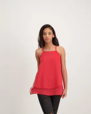 Ladies Doubel Layer Cami - Red