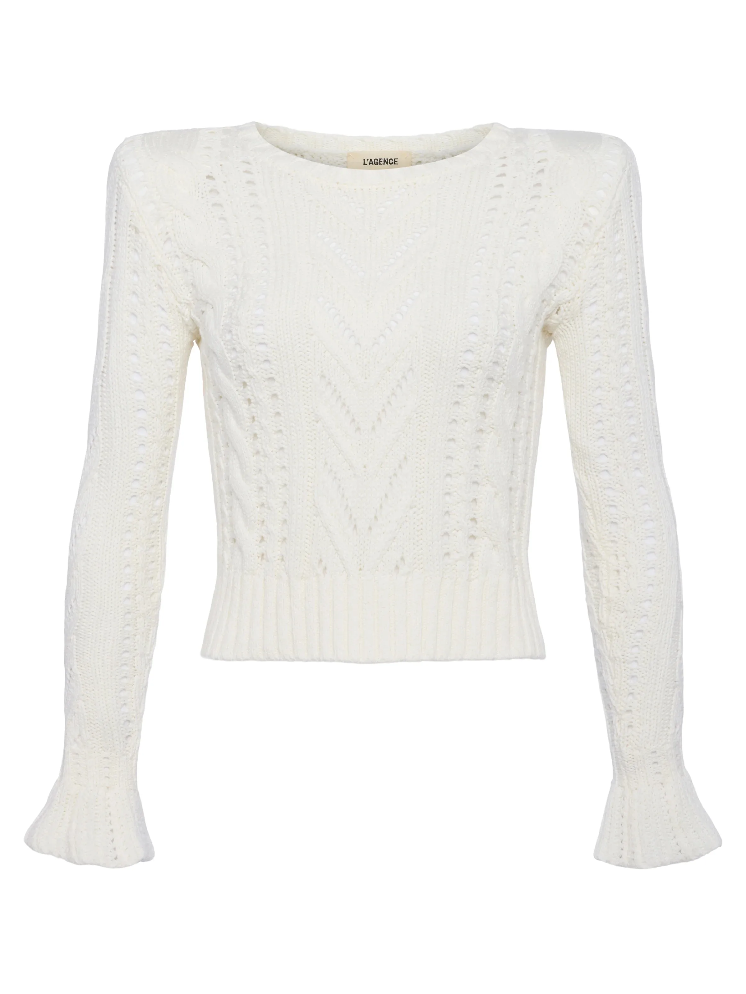 L'AGENCE MIO CABLE CROP PULLOVER