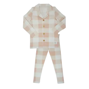 Large pink plaid grandpa pajamas by Little Label