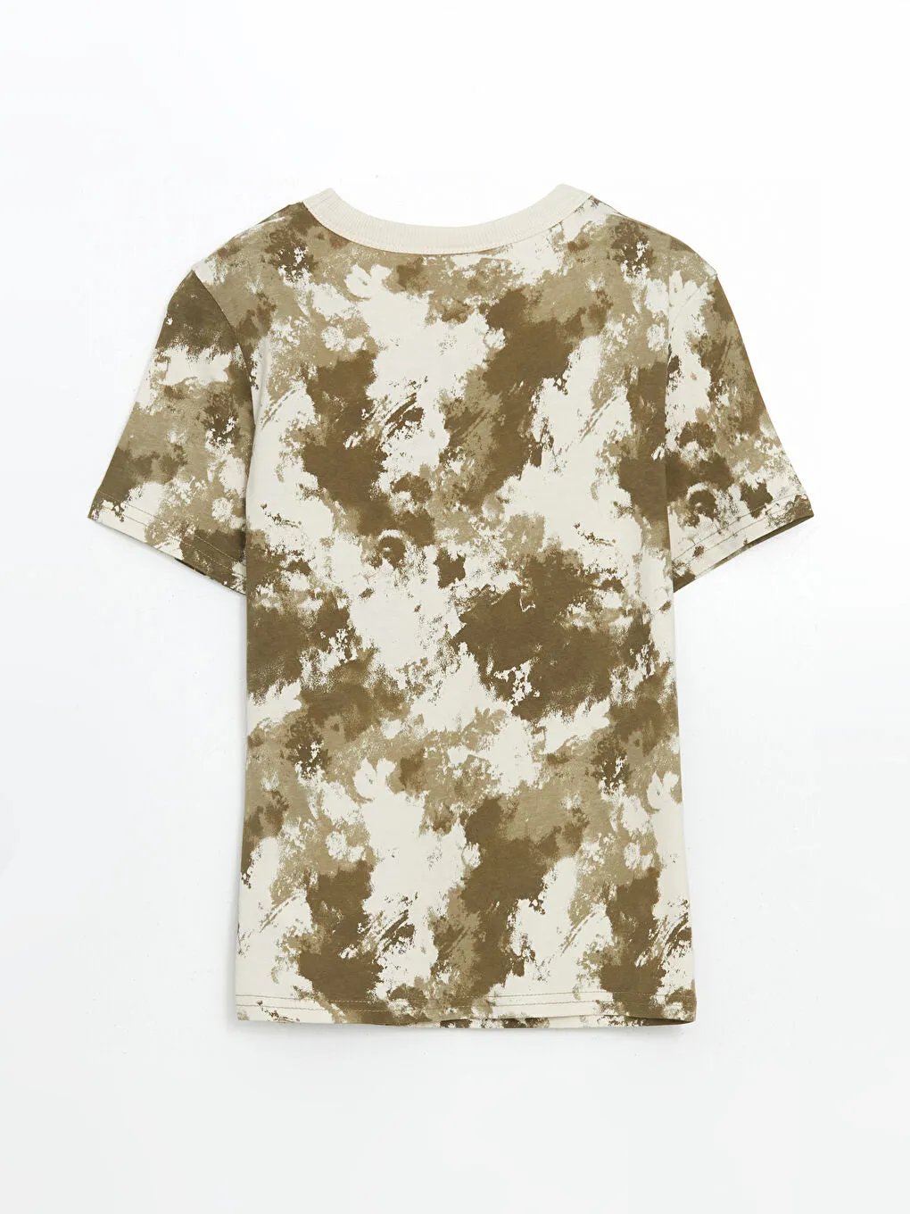 LCW Kids Khaki Crew Neck Batik Patterned Boys T-Shirt