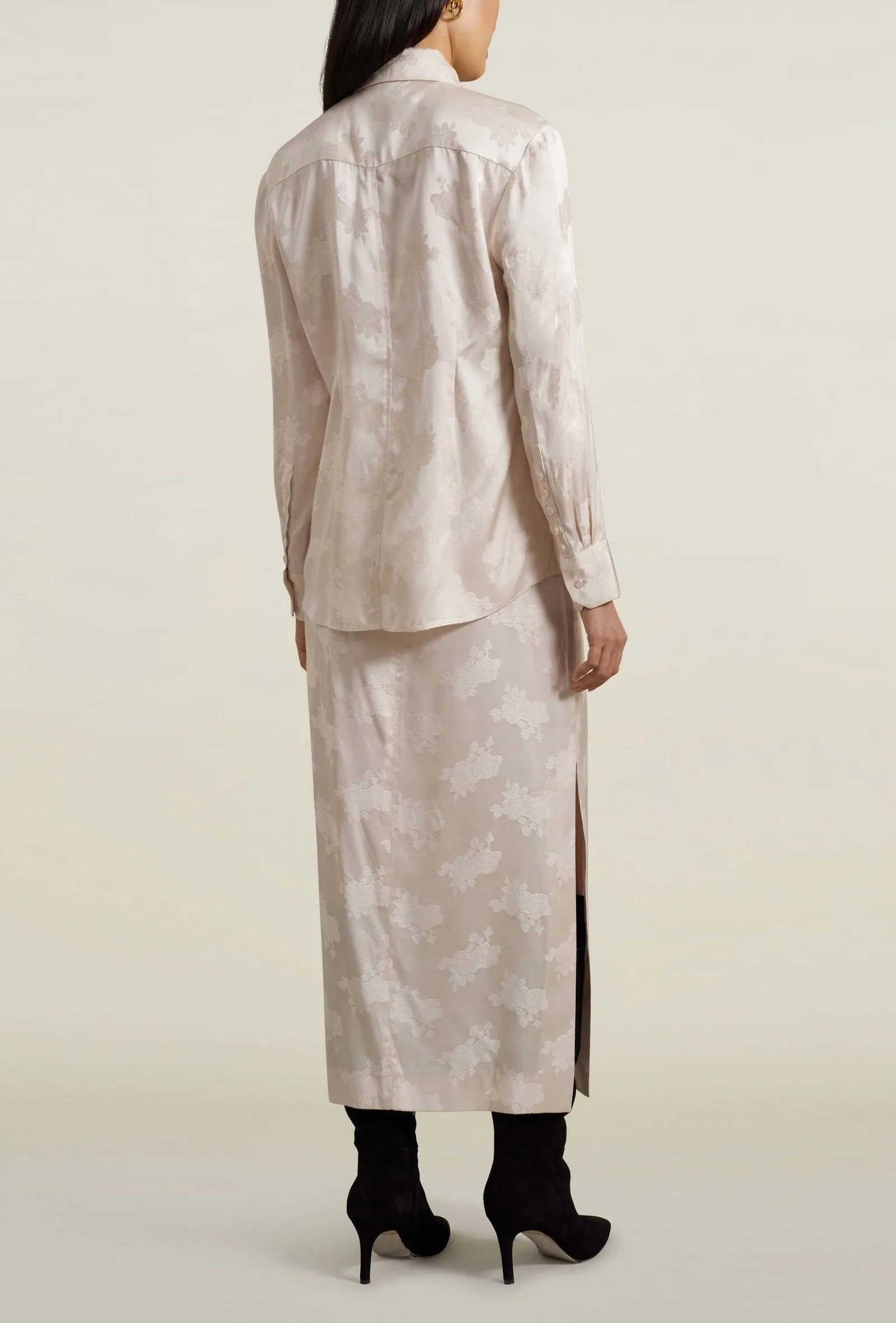 Lea Slim Blouse with Tie, Cream