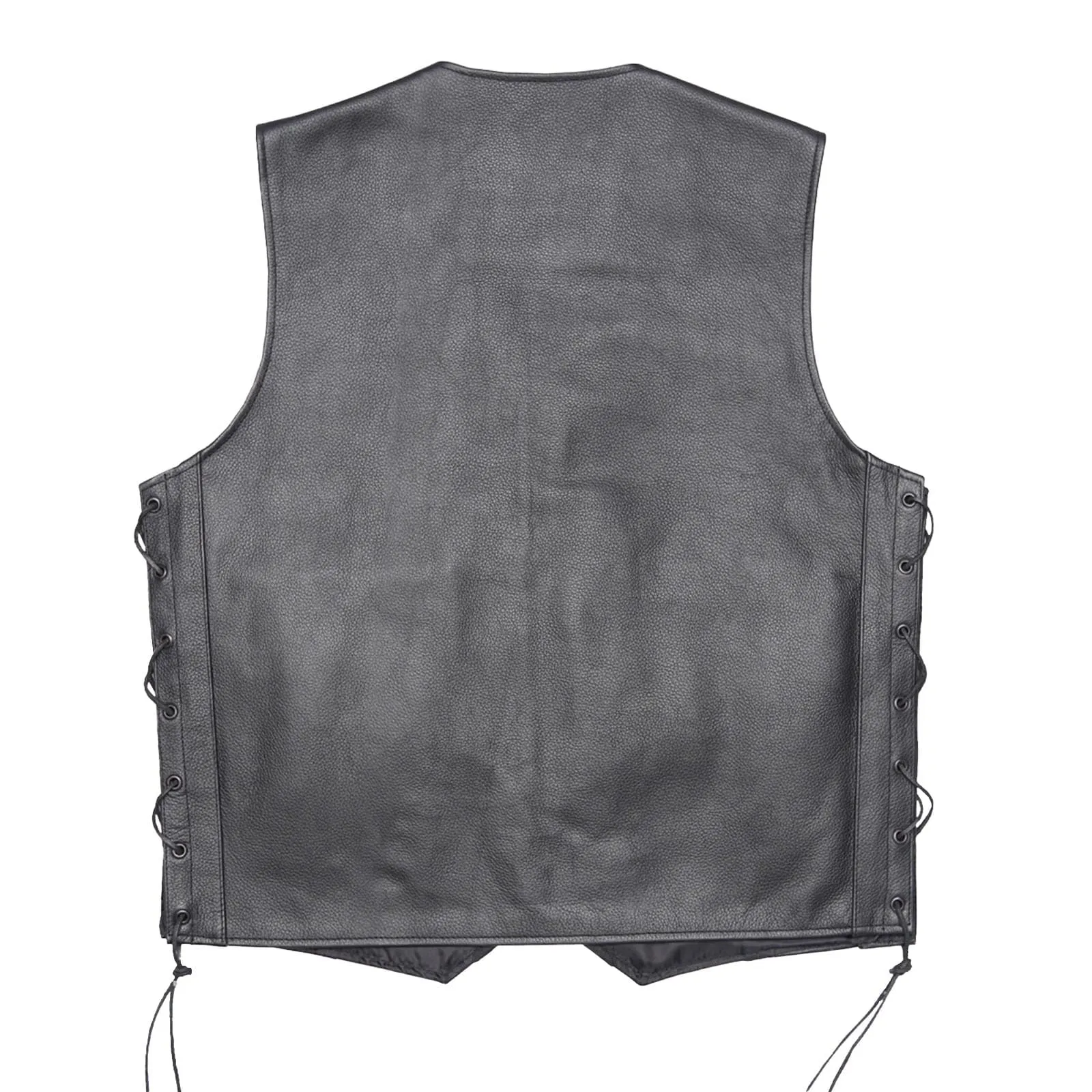 Leather Side Laces Black Motorcycle Vest