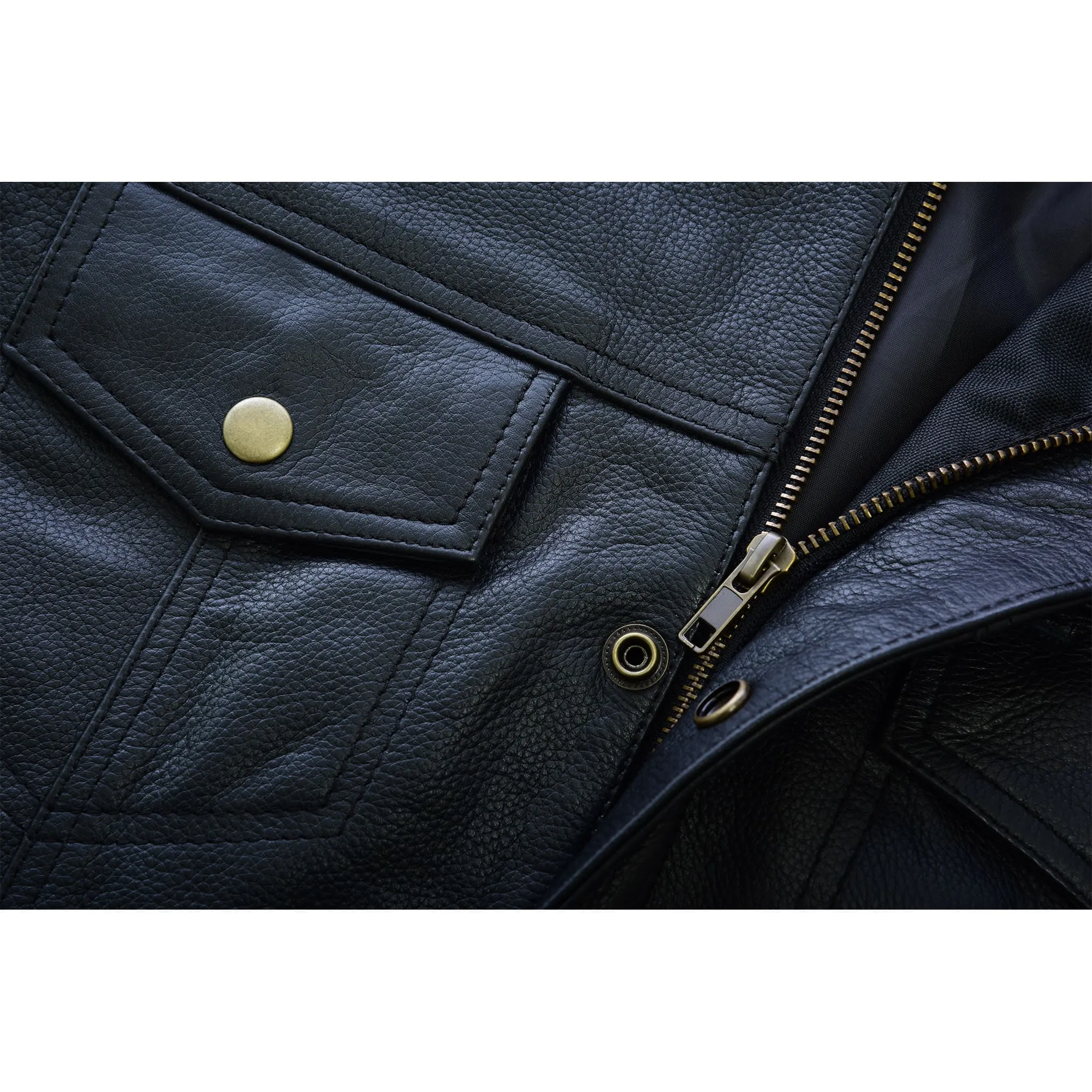 Leatherick Anarchy Club Open Button Leather Vest