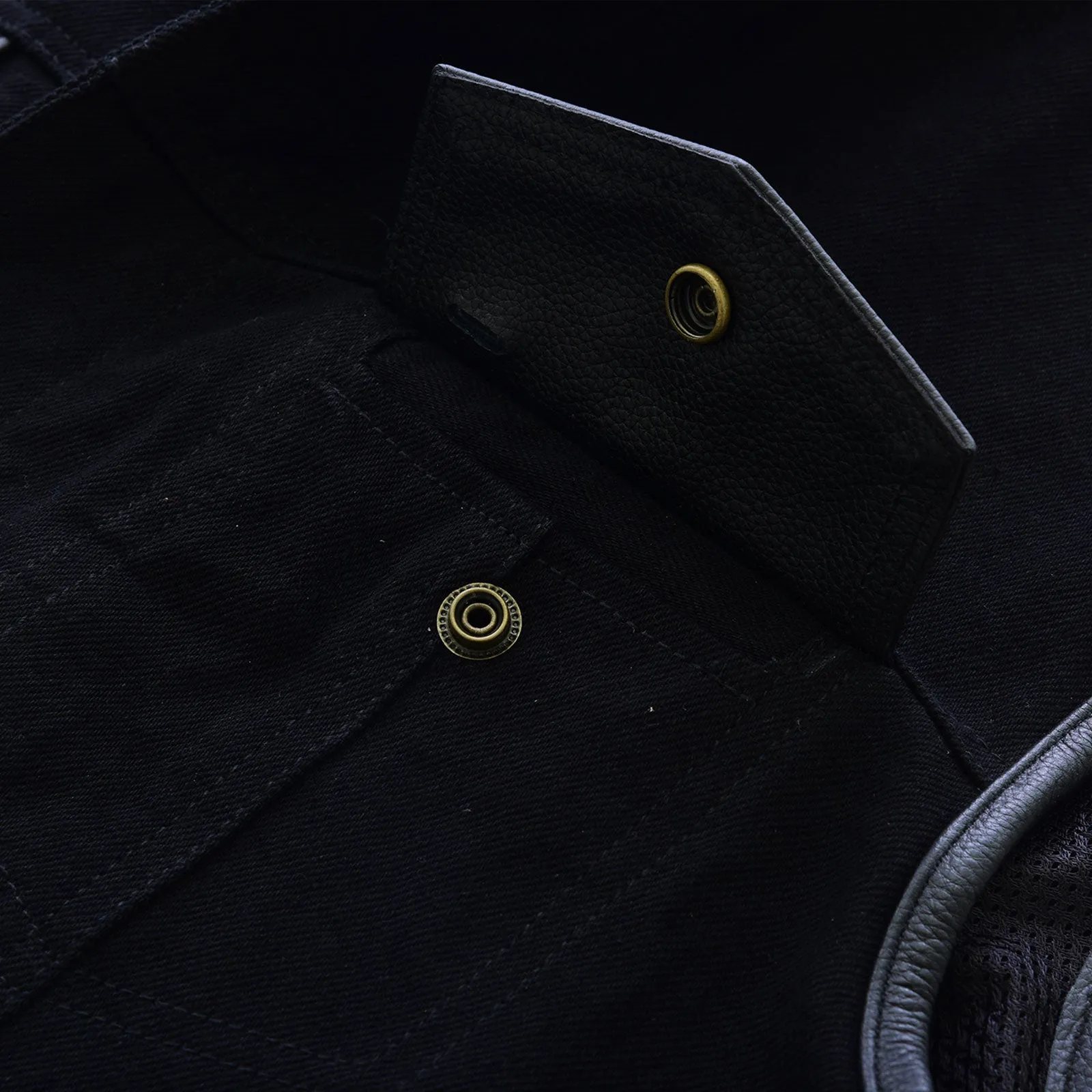 Leatherick Anarchy Club Trim Denim Leather Vests