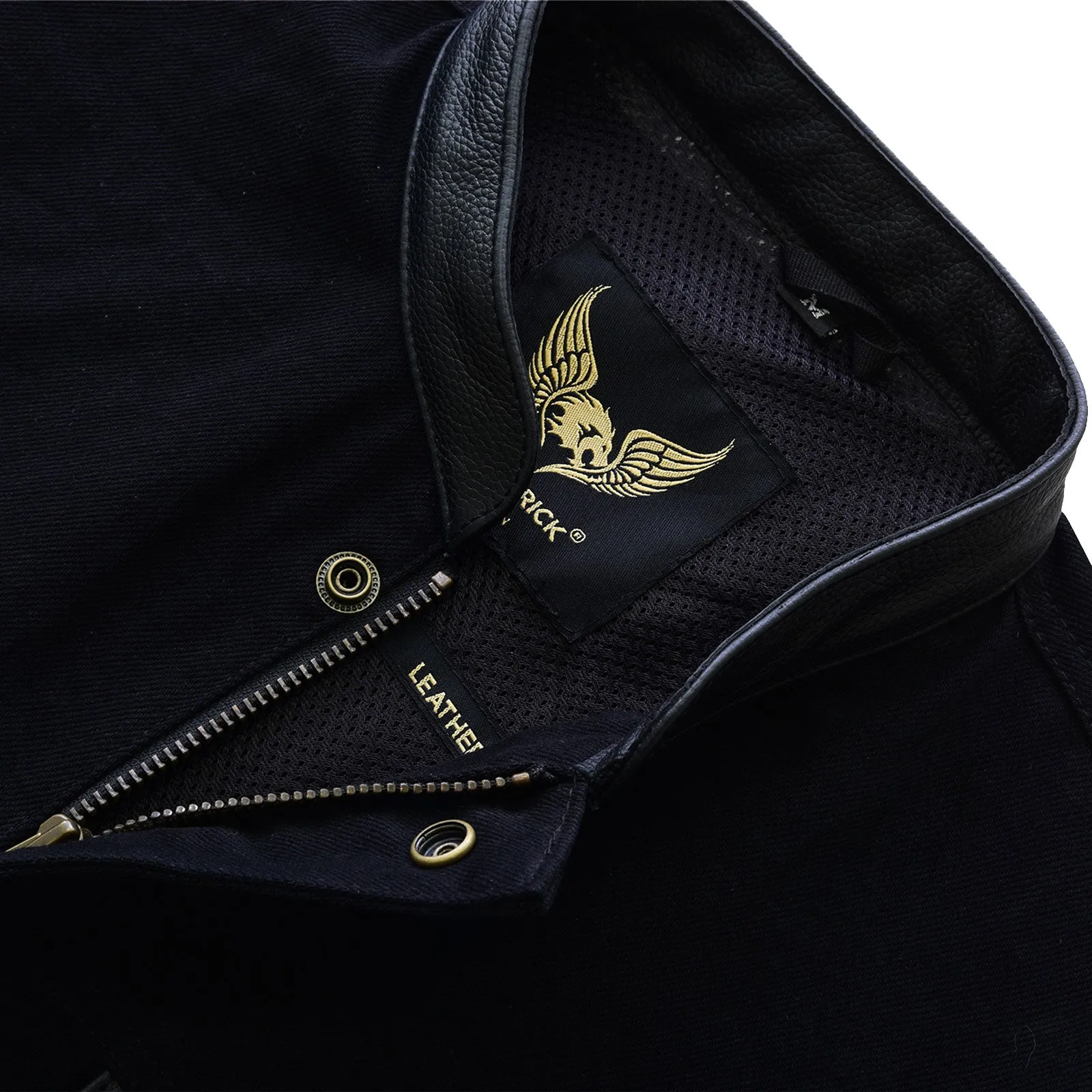Leatherick Anarchy Club Trim Denim Leather Vests